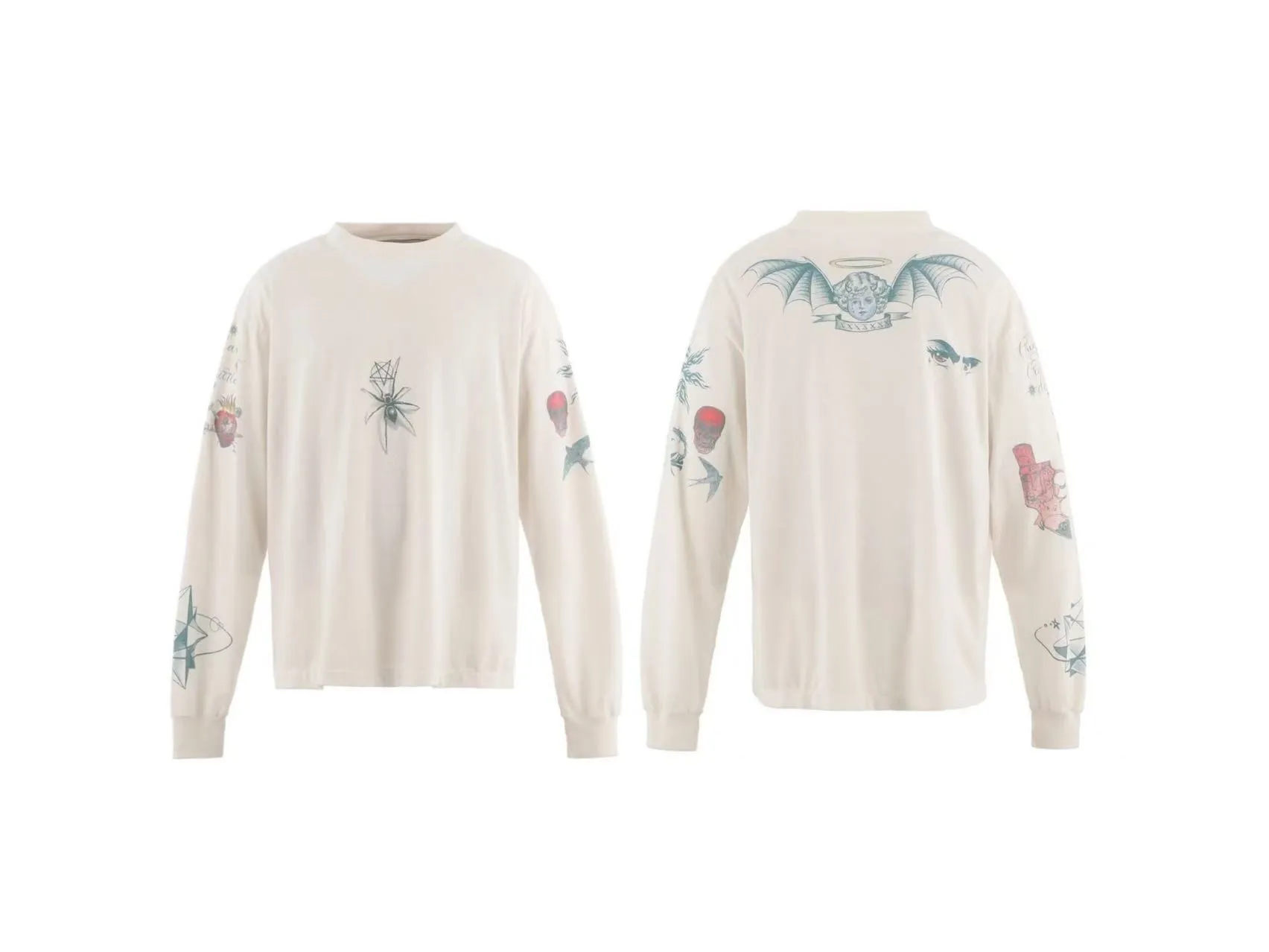 Spot ST1049 style cement white P158 Saint Mxxxxxx 25SS DR woo L/S long-sleeved distressed T-shirt size S-M-L-XL